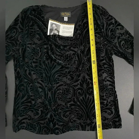 Bob Mackie New Velvet Burnout Top Cowl Neck Dark Romantic Whimsigoth - Picture 6 of 8